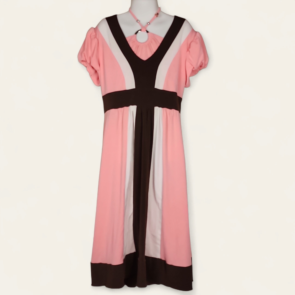 CANDIE'S GIRL | Pretty Balletcore Pink Brown Casual‎ Spring Easter Dress | 16